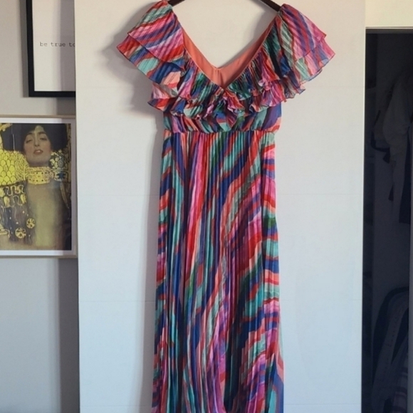 AMUR Luisa Pleated Striped Dress, Multi-Colored, Size 8, NWT - Picture 10 of 16